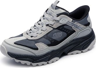 Skechers Mens Hands-Free Slip-ins Vigor at Sneaker, Gray Textile/Synthetic/Black Trim, 6 UK