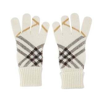 Burberry Core Check Handschoenen - Dames - Accessoires - Wit - Maat: L Kasjmier