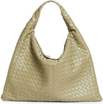 Bottega Veneta Large Hop Intrecciato Leather Hobo Bag in 2929 Travertine-Muse Bra at Nordstrom
