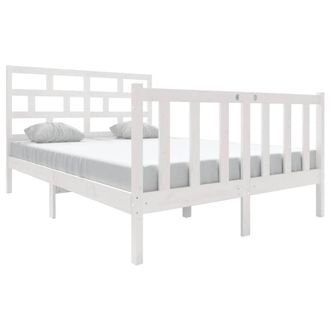 Berkfield Home Bed Frame White Solid Wood Pine 140x190 cm