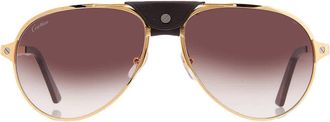 Cartier Santos de Cartier Brown Gradient Pilot Mens Sunglasses CT0034S 008 61