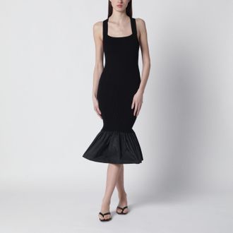Patou Black Dress With Faille Ruffle Hem