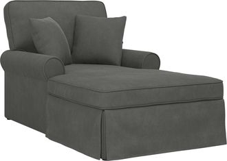 vidaXL Chaise Lounge Con Falda 3 Uds. Gris Oscuro Tela De Pana Vidaxl