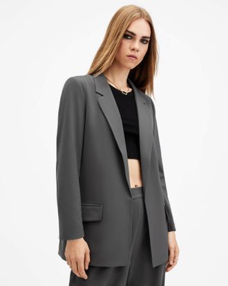 AllSaints Polyester/Viscose Aleida Lightweight Tri Blazer, Size: UK 16/US 12