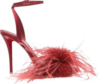 Christian Louboutin Schoenen, Dames, Rood, 36 EU, Satijn, Miss Z Poupi 100 Strappy Sandal