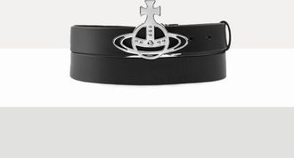 Vivienne Westwood Line Orb Buckle Belt Toledo Leather Black One Size Unisex