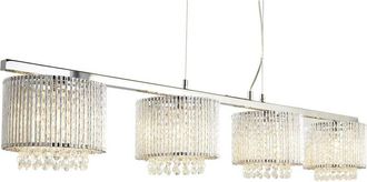Searchlight Lampadario Contemporaneo Elisa Ii Acciaio Cromo Alluminio Argento 4 Luci G9