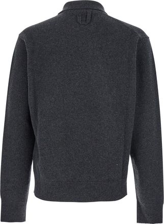 Jacquemus Mens Grey Wool Asymmetrical Cardigan Tops Top