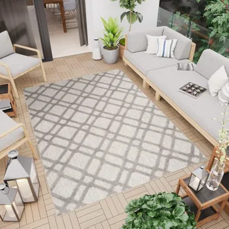 Tapiso Alfombra de exterior de polipropileno en beige y gris 120x170 cm