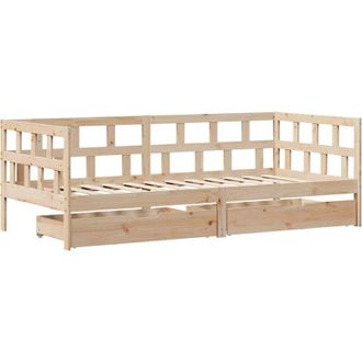 vidaXL Daybed with Drawers without Mattress 80x200 cm Solid Wood Vidaxl