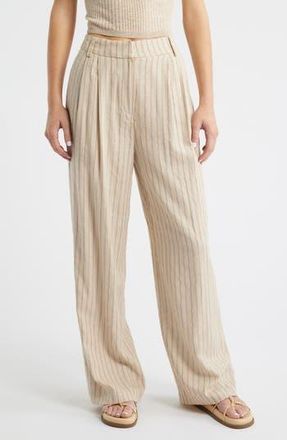 Topshop Stripe Wide Leg Pants in Cream at Nordstrom Rack, Size 2 Us (Fits Like 0)