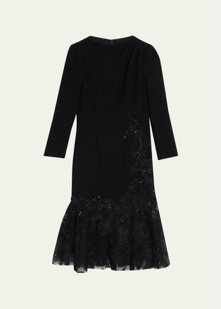 Teri Jon Embellished Flounce Hem Dress