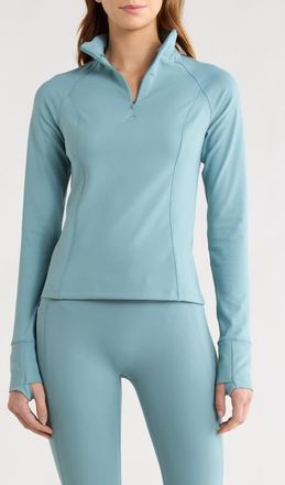Beyond Yoga Pacer Fleece Quarter Zip Pullover in Misty Blue at Nordstrom, Size X-Small