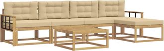 vidaXL Conjunto De Sof&aacute;s De Exterior 6 Uds. Y Beige Poli&eacute;ster Vidaxl