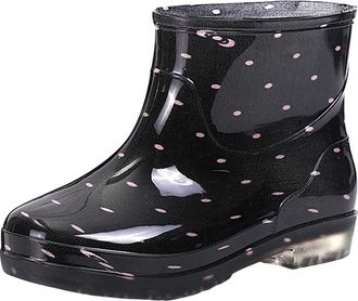 Generic Ladies Printed Waterproof Short Wellies with Glossy Finish, Slip on Ankle Rain Boots for Women, Fashion Rubber Shoes with Non Slip Sole, Lightweight S
