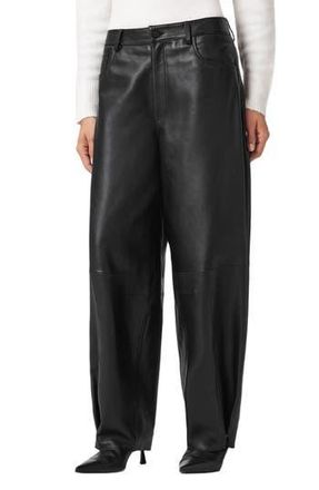 AllSaints Jett Barrel Leg Leather Pants in Black at Nordstrom Rack, Size 2 Us / 6 Uk