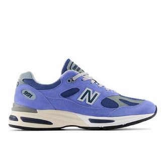 New Balance Unisex Made in UK 991V2 Summer Brights en Azul/Gris, Gamuza/Malla, Talla 41.5