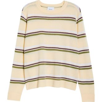 Reformation Cashmere Boyfriend Sweater in Parmesan Pear Multi Stripe at Nordstrom, Size X-Large