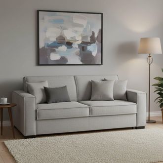 Dmora Talamo Italia - Sofa Cama Adalgisa, Sof&aacute; De 3 Plazas, 100% Made In Italy, Sof&aacute; De Sal&oacute;n Con Apertura Giratoria, En Tela Acolchada, Con Reposabrazos Es