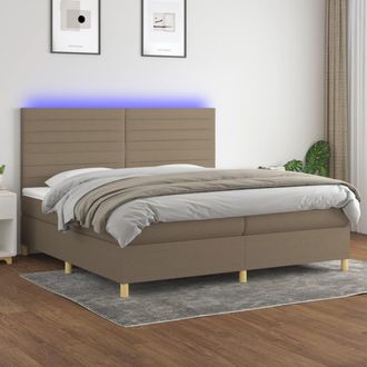 vidaXL Vidaxl - Cama Box Spring Colch&oacute;n Y Luces Led Tela Gris Taupe 200x200 Cm