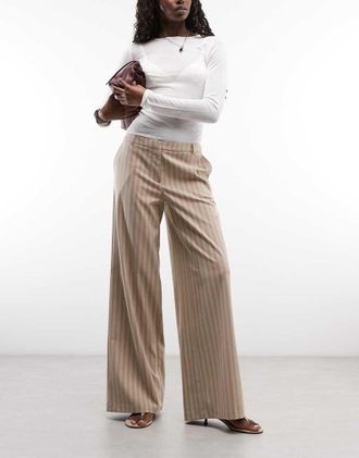 Asos pantaloni a gamba larga a vita bassa a righe-Nessun colore