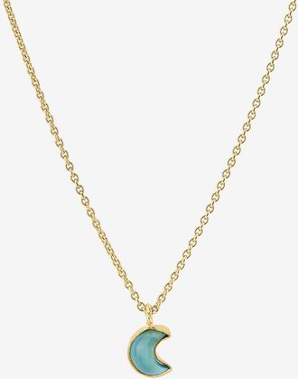 Grainne Morton Halskette aus Vermeil und Chalzedon Moon Charm