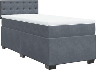 vidaXL Box Spring Bed with Mattress Dark Grey 90x200 cm Velvet vidaXL