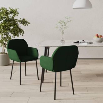 vidaXL Vidaxl - Sillas De Comedor 2 Unidades Terciopelo Verde Oscuro