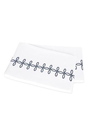 Matouk Gordian Knot 500 Thread Count Cotton Percale Flat Sheet in Baltic at Nordstrom, Size King