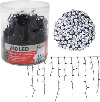 OEM Cortina De 240 Luces Led Con Efecto Intermitente Y Toma De Corriente Adicional, Color Blanco