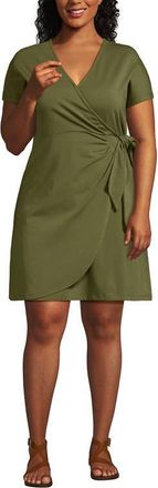 Lands End Cotton Modal V Neck Mini Wrap Dess in Artichoke at Nordstrom, Size 2X