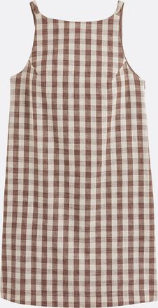 La Redoute Collections Korte mouwloze geruite jurk van katoen en linnen