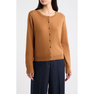 Tahari by ASL Cotton Blend Cardigan in Toffee at Nordstrom, Size X-Large