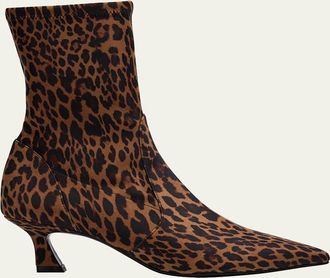 Stuart Weitzman 50mm Vinnie Leopard Stretch Booties