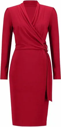 Joseph Ribkoff Womens V-Neck Sheath Dress In Lipstick Red