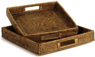 Napa Home & Garden Set Of 2 Burma Rattan Square Table Trays