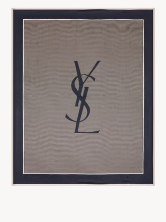 Saint Laurent Mens Pareo Rayures Cassandre - Grey Silk - One Size