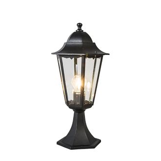 QAZQA Qazqa Cl&aacute;sico/antiguo Base Farol Exterior Cl&aacute;sica Negra 48 Cm Ip44 - New Orleans Aluminio /vidrio Redonda Adecuado Para Led Max. 1 X 60 Watt
