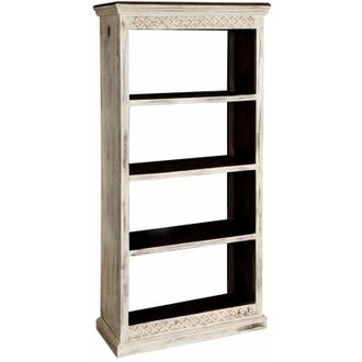 Massivmoebel24 scaffale in legno di mango / acacia 85x40x175 bianco cerato CASTLE-ANTIK 223