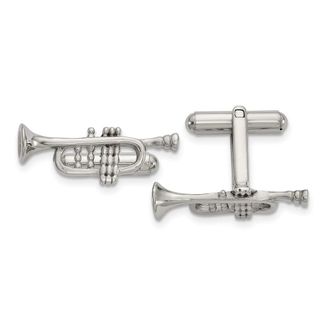 Diamond2Deal Stainless Steel Polished Trumpet Cufflinks