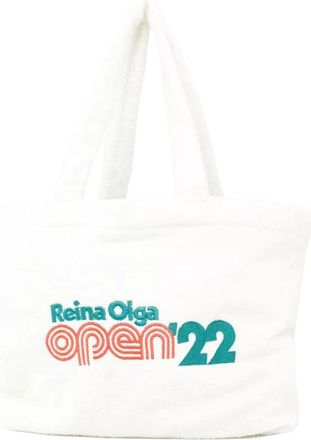 Reina Olga Tas met Logo - Dames - Shoppers - Wit - ONE Size - Katoen - Tassen