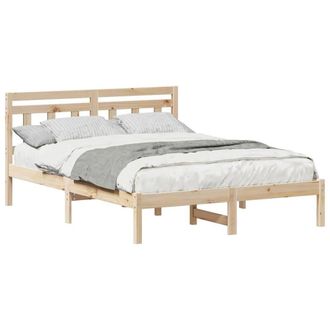 Berkfield Home Traditional with Headboard Brown 140 x 190 cm Solid pine wood in Beige