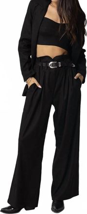 Stillwater Stretch Linen Knotch Waist Pants In Black