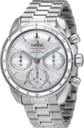 Omega Pre-owned Omega Speedmaster Chronograph Automatic Chronometer White Mother of Pearl Dial Mens Watch 324.30.38.50.55.001