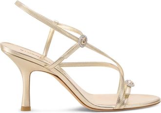 Stuart Weitzman Kensington Strappy Sandal 85 - Dames - Sandalen met hakken - Geel - 36 EU - Leer - Schoenen