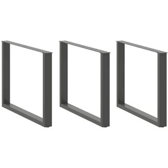 vidaXL Vidaxl - Patas Para Mesa De Comedor En Forma De U (3 Unidades), Antracita, 100 X (72-73) Cm, Acero
