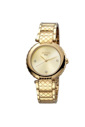 Gianfranco Ferre Womens Champagne Dial Stainless Steel Watch