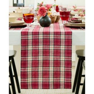 Solino Home Linen Table Runner for Dining Table, Holiday and Everyday Table Decor - Burgundy Plaid at Nordstrom, Size Xx-Small