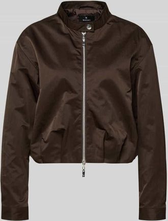 Monari Cropped Jacke mit Zweiwege-Rei&szlig;verschluss in Dunkelbraun, Gr&ouml;&szlig;e 34