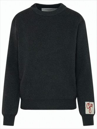 Golden Goose Ribbed Knit Sweater With Oversized Lettering Detail